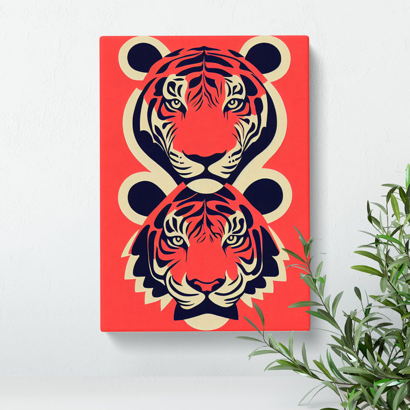 Two Tiger Heads - Wrapped Canvas, 50cm H x 35cm W x 3cm D