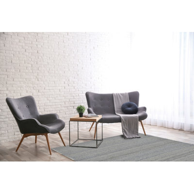 Quayvon Gray Flatweave Wool & Viscose Area Rug