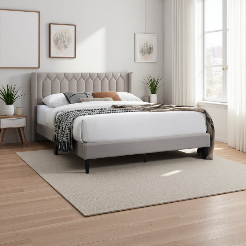 Tête de lit moderne en tissu de lit double pleine grandeur moderne