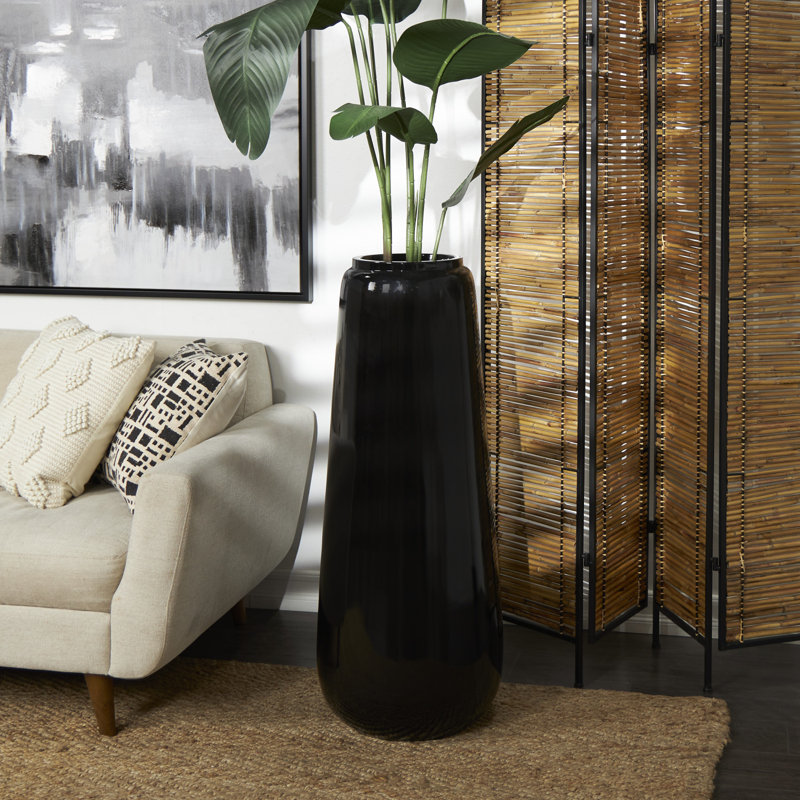 Mabe Iron Floor Vase, 40" H x 15" W x 15" D, Black