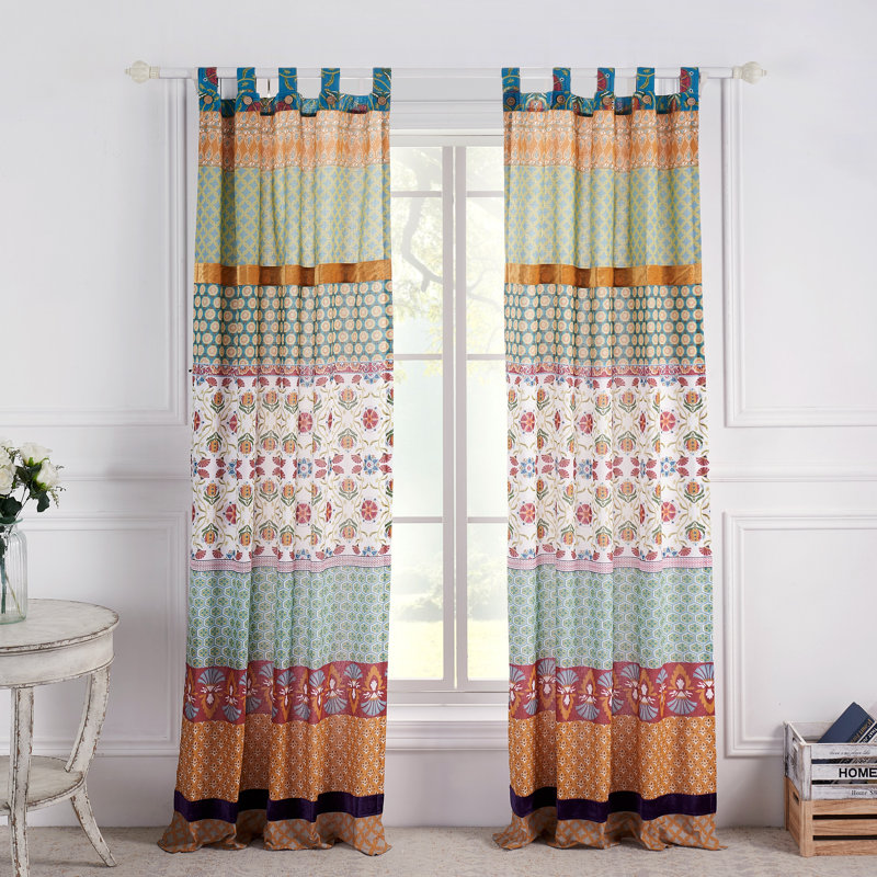 Greenland Fashion Homes Thalia Window Panel Pair, Pink/Orange/Green