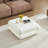31.5" Modern Curved Coffee Table, Fiberglass Square Accent Table, Minimalist Stone Coffee Table, Aesthetic Center Table For Living Room-1741741306