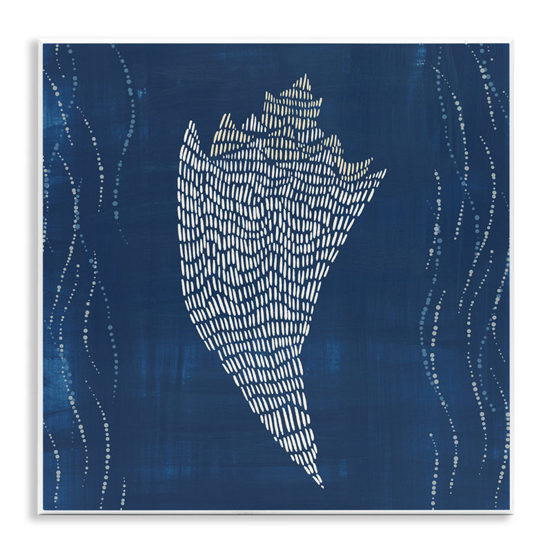 Conch Shell on Blue Wall Plaque Art by Jetty Home, LLC