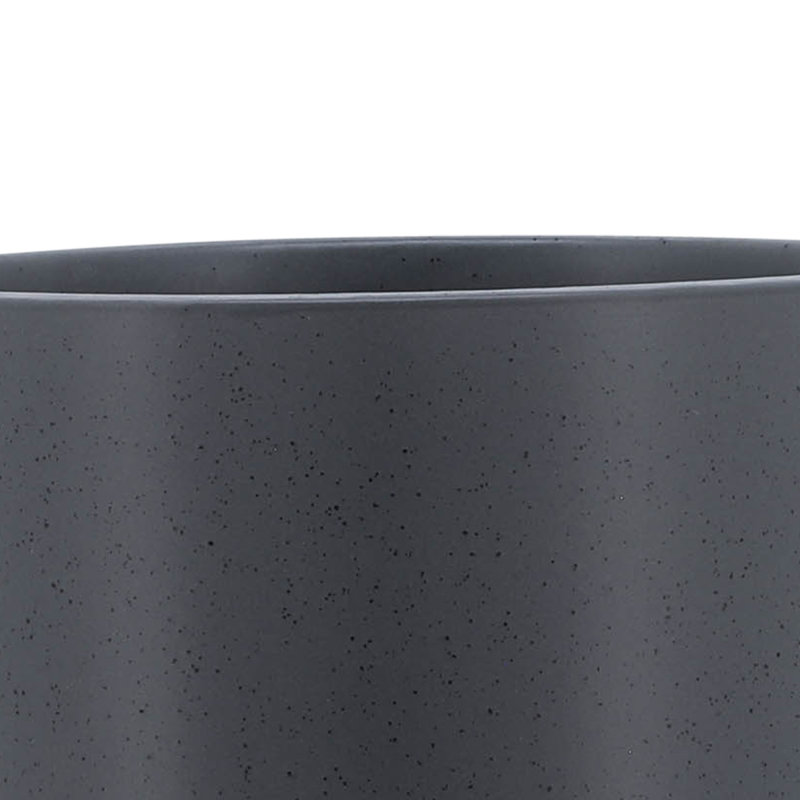 8" Planter W/ Wood Stand, Matte Gray, 9.04" H x 8.04" W x 8.04" D