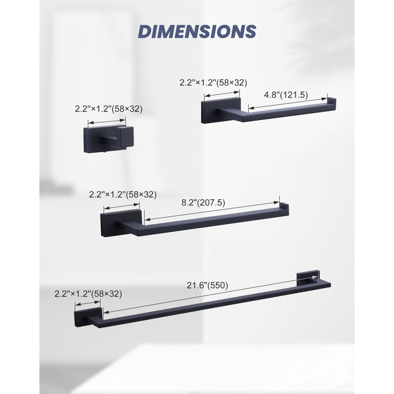 5 - Piece Bathroom Hardware Set, Black