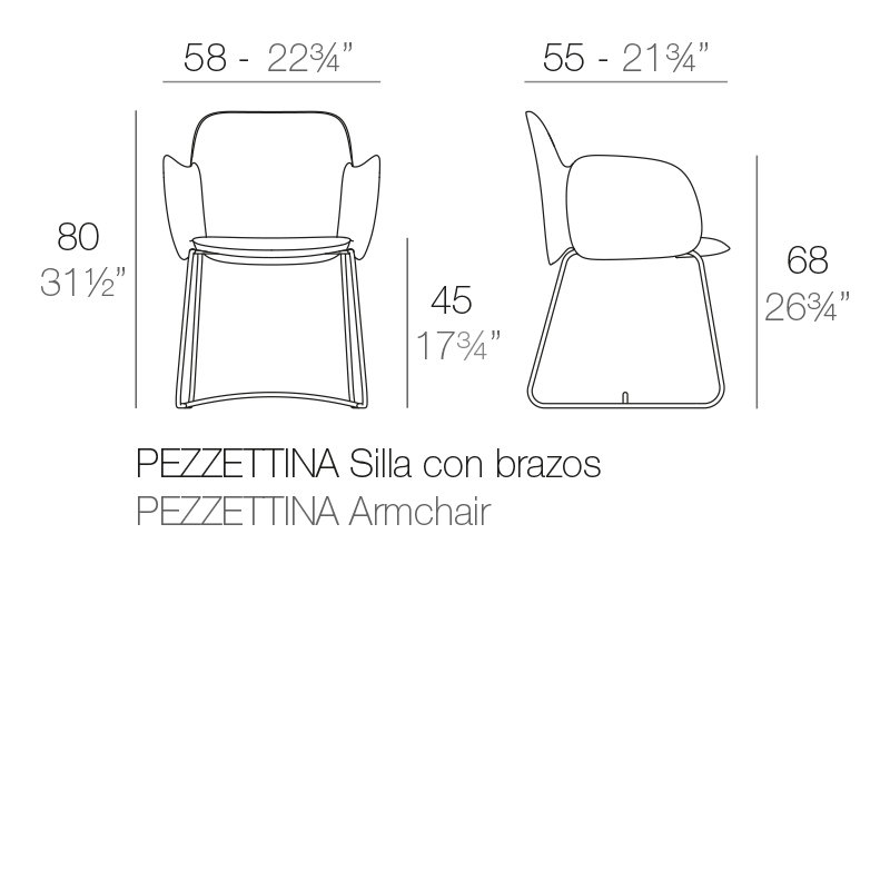 Pezzettina Patio Dining Armchair, Anthracite