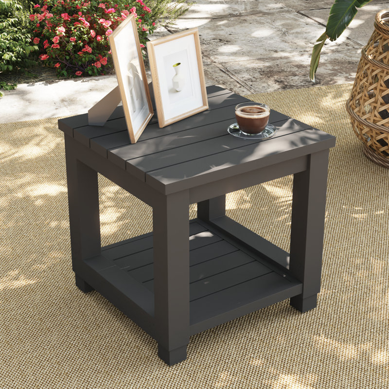 Table de patio d'extérieur Deford, Noir