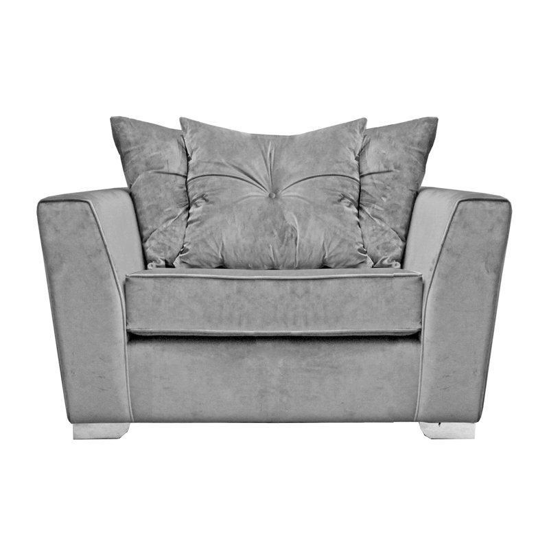 Quade 2 Seater Velvet Loveseat, Grey