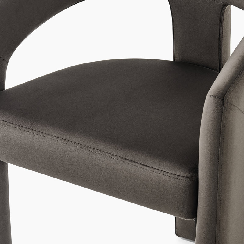 Rokz Luxury Upholstered Velvet Dining Chair - Bold Sculptural Design, Brown