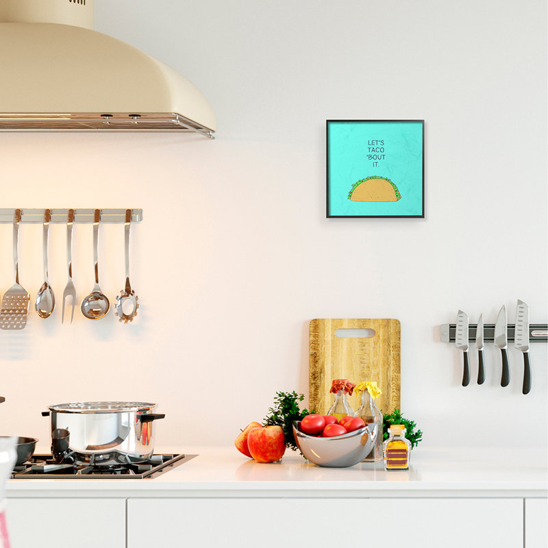 «Let Taco 'Bout It Dinner Food Pun» par Natalie Sizemore - impression d'art graphique, H 12 po x l 12 po x P 0,5 po