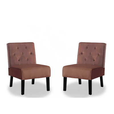Ensemble de 2 chaises d'appoint sans accoudoirs en velours capitonné avec mousse haute densité