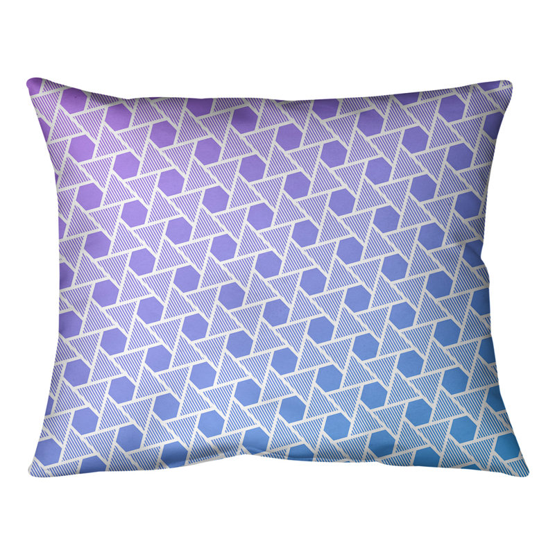 Coussin Hexagons and Triangles, 10 po x 14 po, Duvet synthétique, Mauve / Bleu