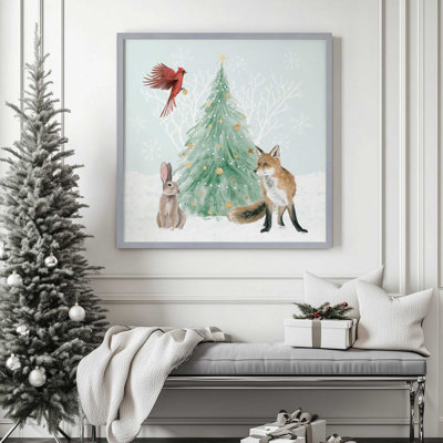 Winter Wildlife with Christmas Tree I Print