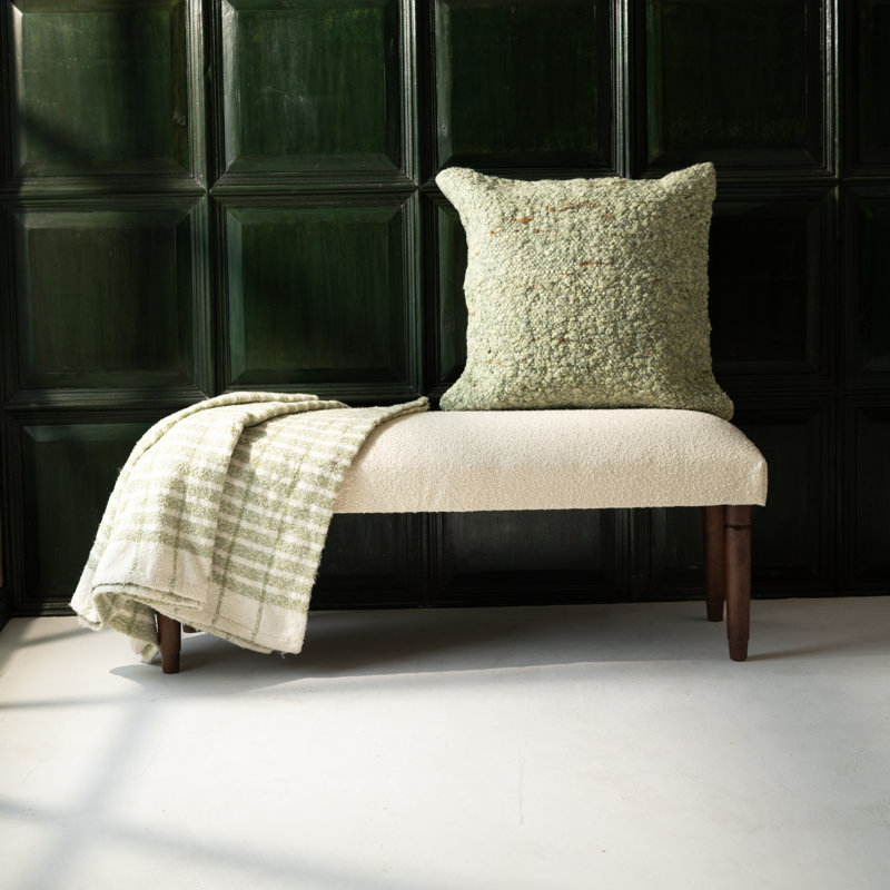 Handmade Boucle Transitional Cream Upholstered Bench
