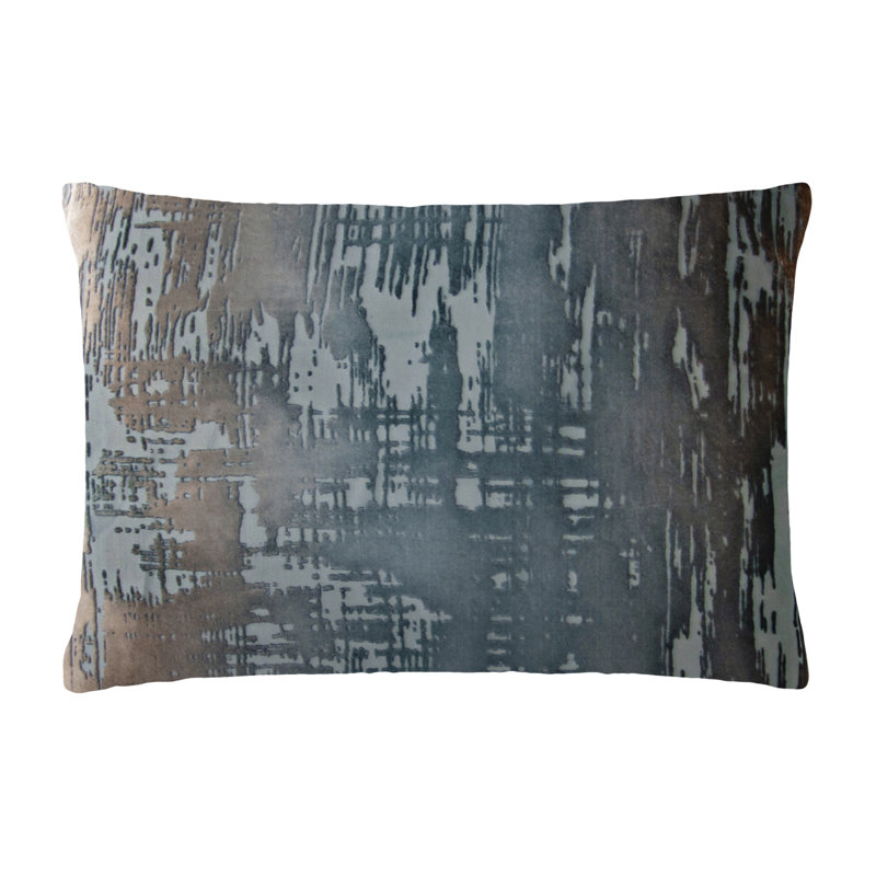 Brush Stroke Lumbar Pillow Cover & Insert, Gunmetal, 14" H x 20" W