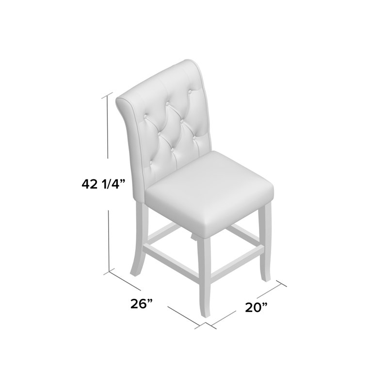 Biyron Bar Stool, Counter Stool (25.5" Seat Height), Beige Polyester/Rustic Oak Frame