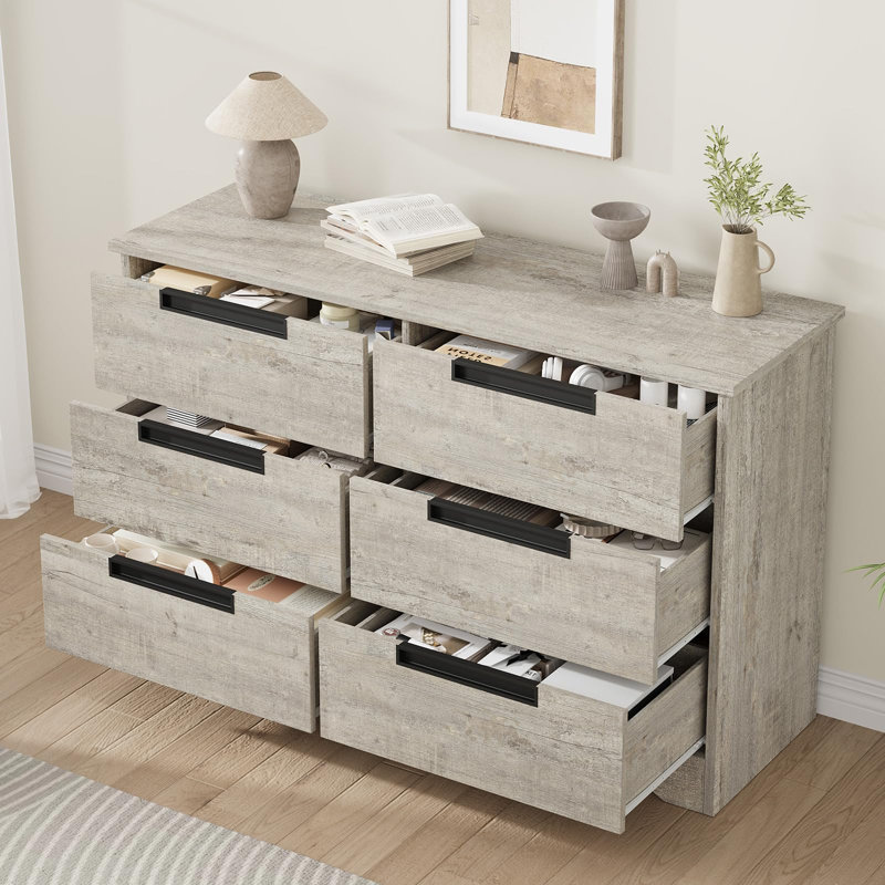 118.9 cm W Chest of 6 Drawers, Grey