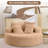 54.3" Coffee Oversized Round Chaise Lounge, Compression Corduroy Cloud Sofa Chair, Fluffy Deep Seat Circle Sleeper Sofa Bed, No Assembly Required, Modern Indoor Upholstered Furniture for Relaxing & Reading-2113909161-2107126646