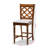 Wave Counter Stool Set with Gray Fabric and Walnut Brown Finish, 42.26'' H X 18.42'' W X 20.48'' D