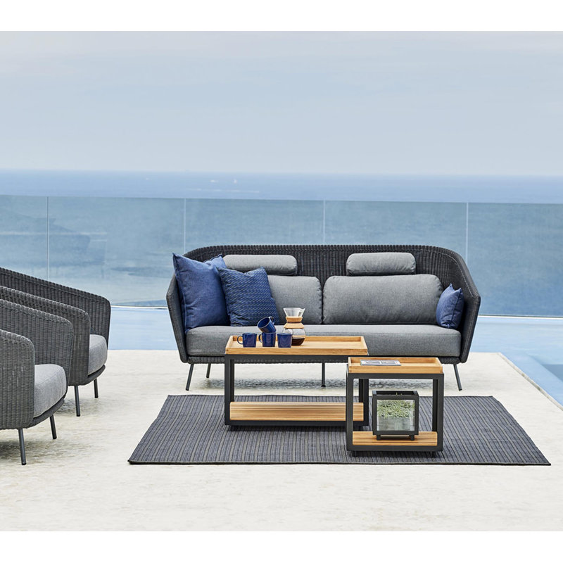 Level Outdoor Square Coffee Table, Lava Gray, 18.9" W x 18.9" L x 16.6" H