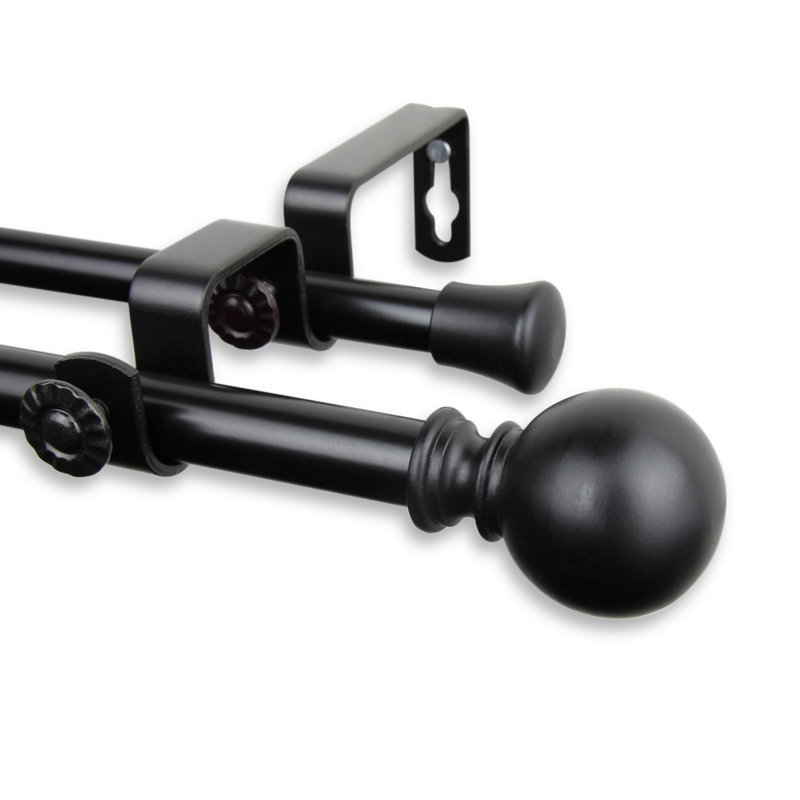 Tringle à rideaux double Desjardins, Noir, 48 po - L 84 po