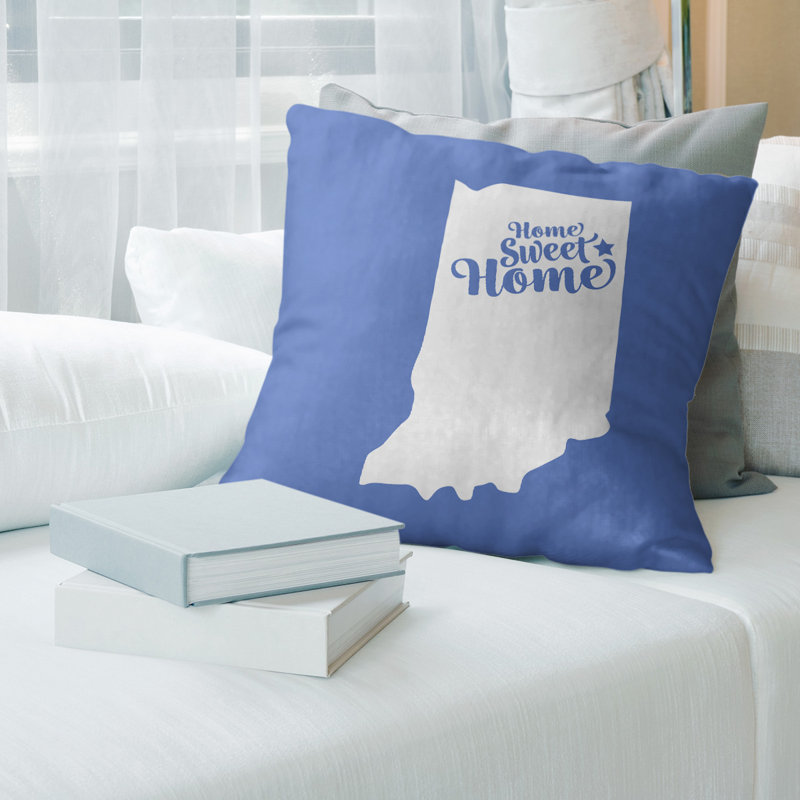 Reversible Throw Pillow, 16" x 16", Blue, Fort Wayne