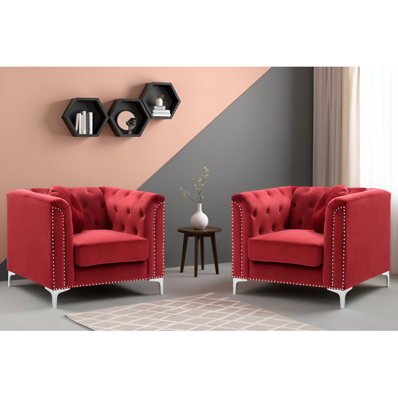 Ensemble de 2 chaises en velours Colmar, Bourgogne
