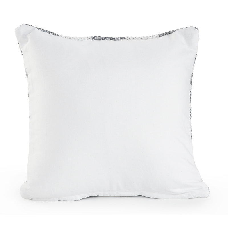 Salah Cotton Throw Pillow, Gray/White, Polyester/Polyfill