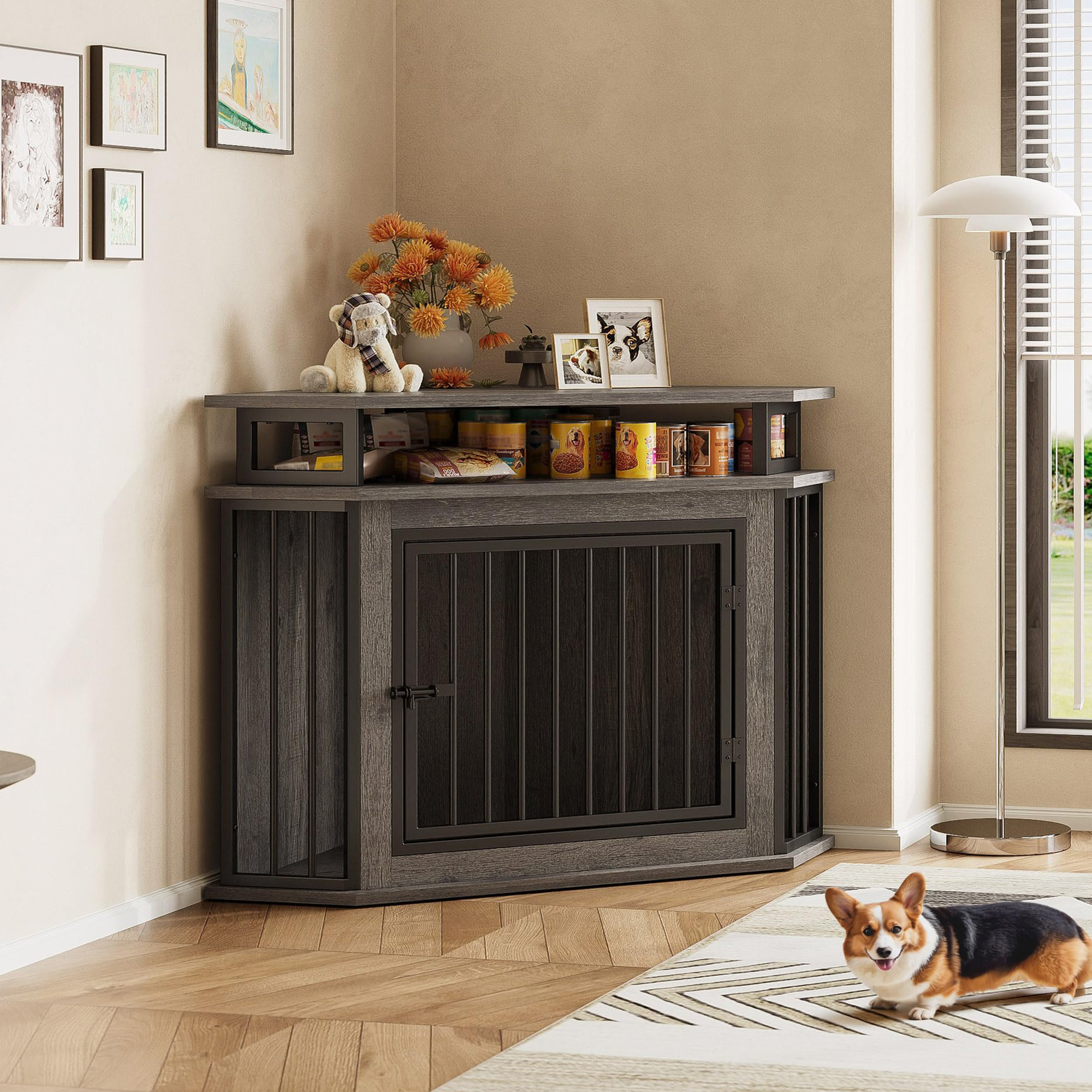 Stunning Dog Crate Furniture With Shelves image