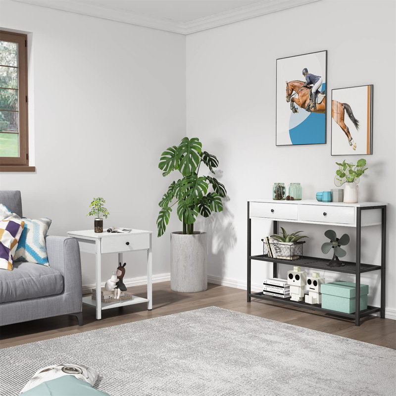 Jhalia End Table Set, White, White