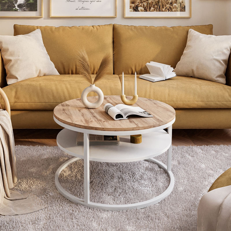 Guarascio Coffee Table with Storage,  49" H x 70" L x 70" W, Wotan, White