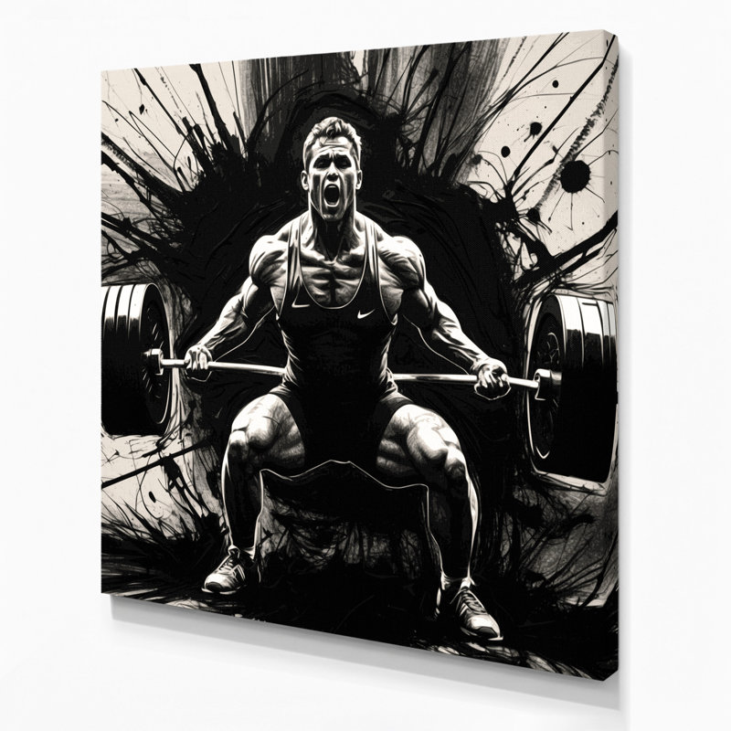 Art sportif sur toile gris Sportslifting, H 12 po x l 12 po