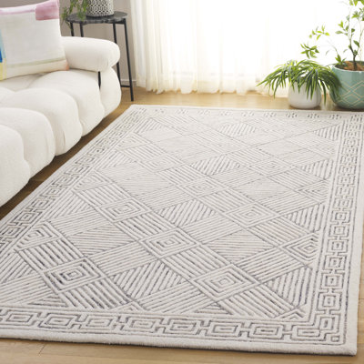 Tapis gris / ivoire en laine / coton touffeté à la main Soho 890