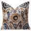 Coussin décoratif en velours de soie fait à la main Ikat - 20 x 20, design luxueux beige, bleu et brun avec insertions en duvet