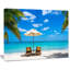 Reproduction de photo de plage, reproduction de photo sur la côte de l'océan turquoise - Plage turquoise avec chaises-631176991-631176983