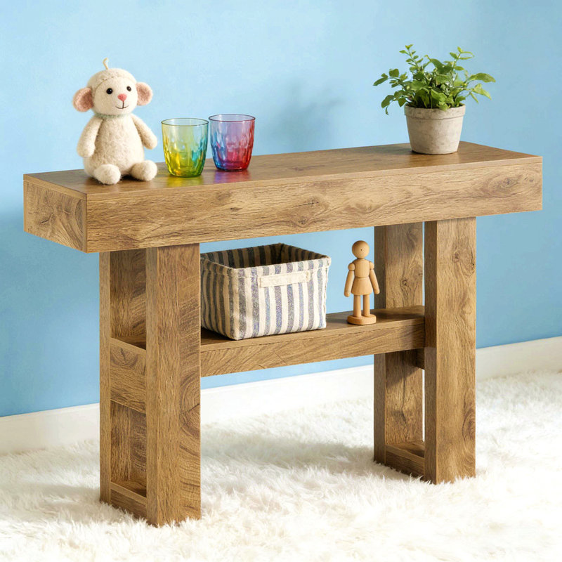 Table de canapé étroite, console, Brun pâle