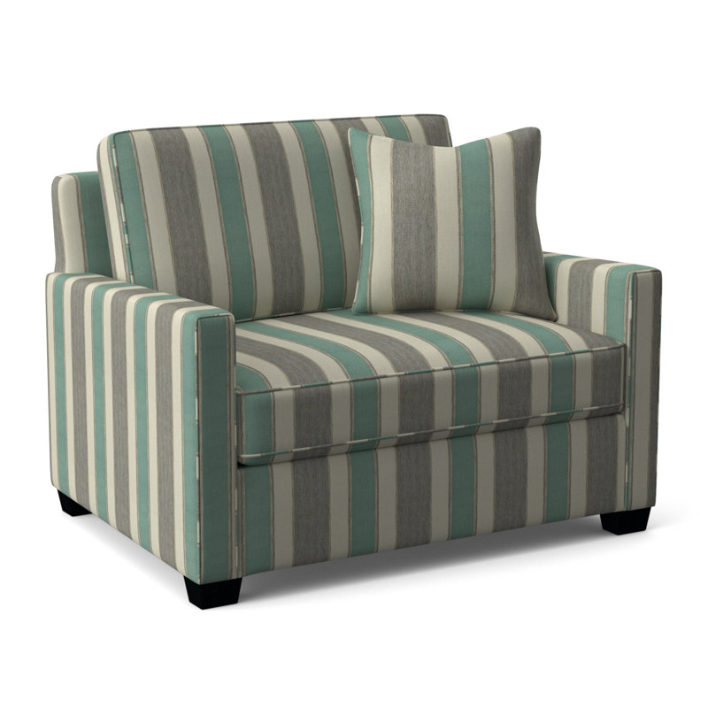 Nicklaus Upholstered 49'' Sleeper Sofa, Black Finish, Vanilla Crypton Performance; 0822-91, Gel Memory Foam Mattress