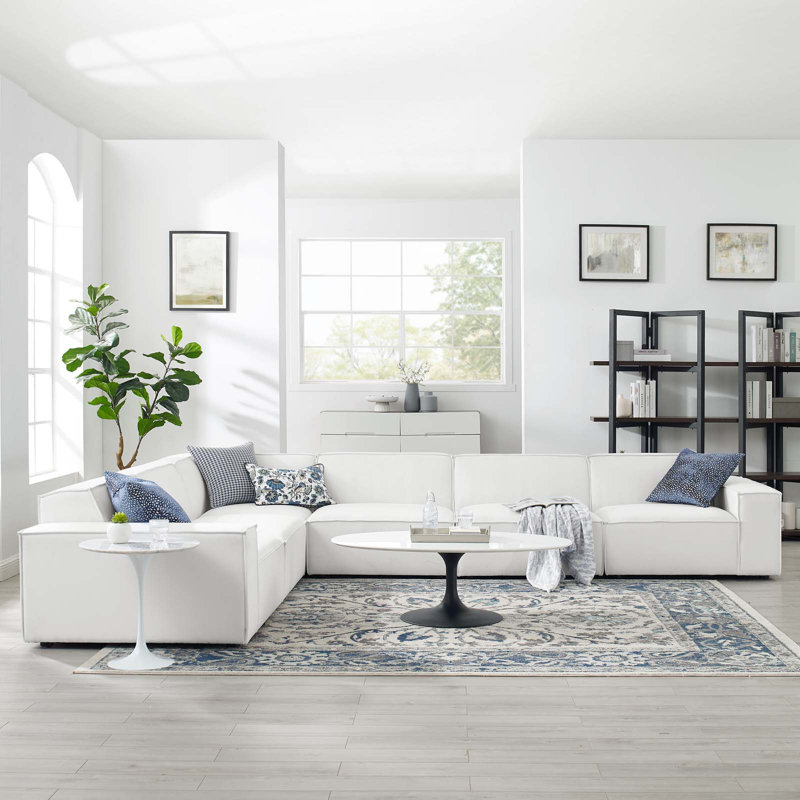 Restore 6-Piece Sectional Sofa, White Polyester