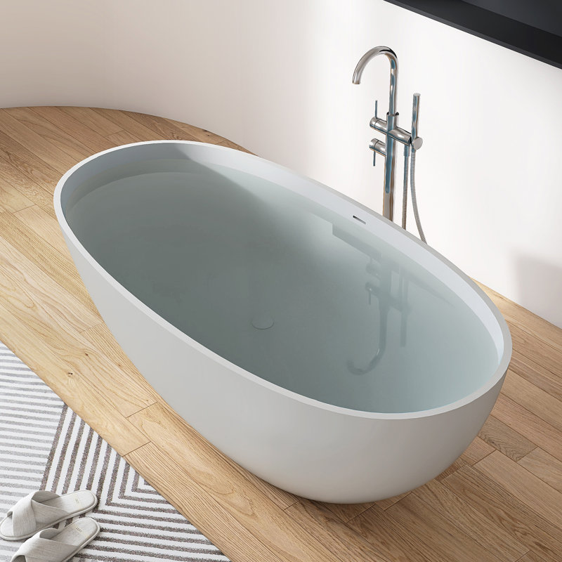 Baignoire de trempage autoportante en résine 61 po x 30 po, Gris repos