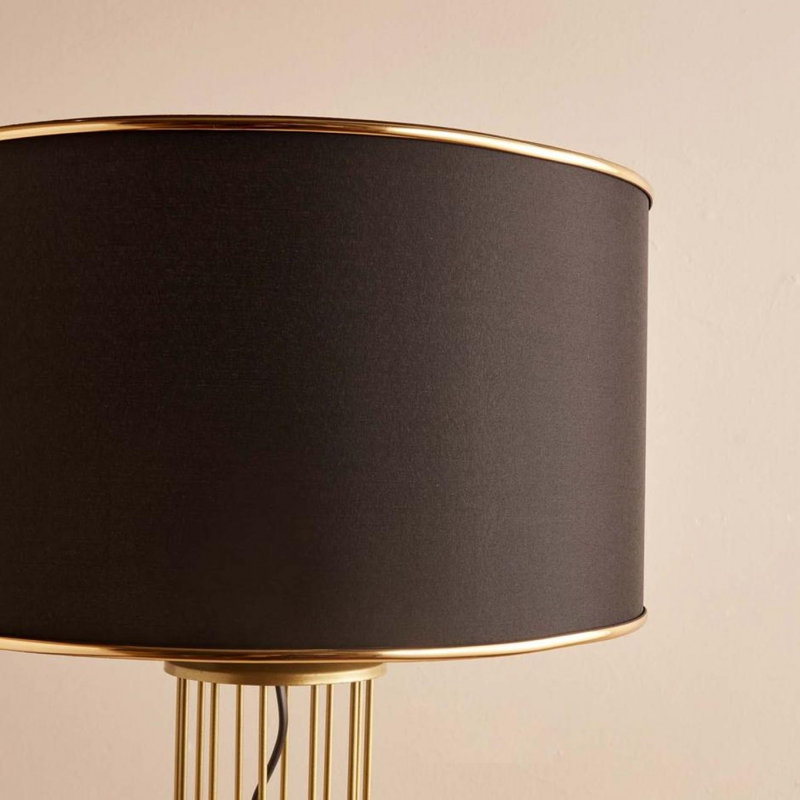 Elegant Black & Gold Floor Lamp, 56.7 Inches Tall | 100% Fabric Shade, 100% Metal Frame | E27 Socket (Max 40W), 59.1 Inches Cable | Stylish Lighting for Living Room & Bedroom, Perfect for Modern Decor