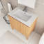 Meuble-lavabo simple autoportant 30 po en chêne avec plateau en acrylique blanc