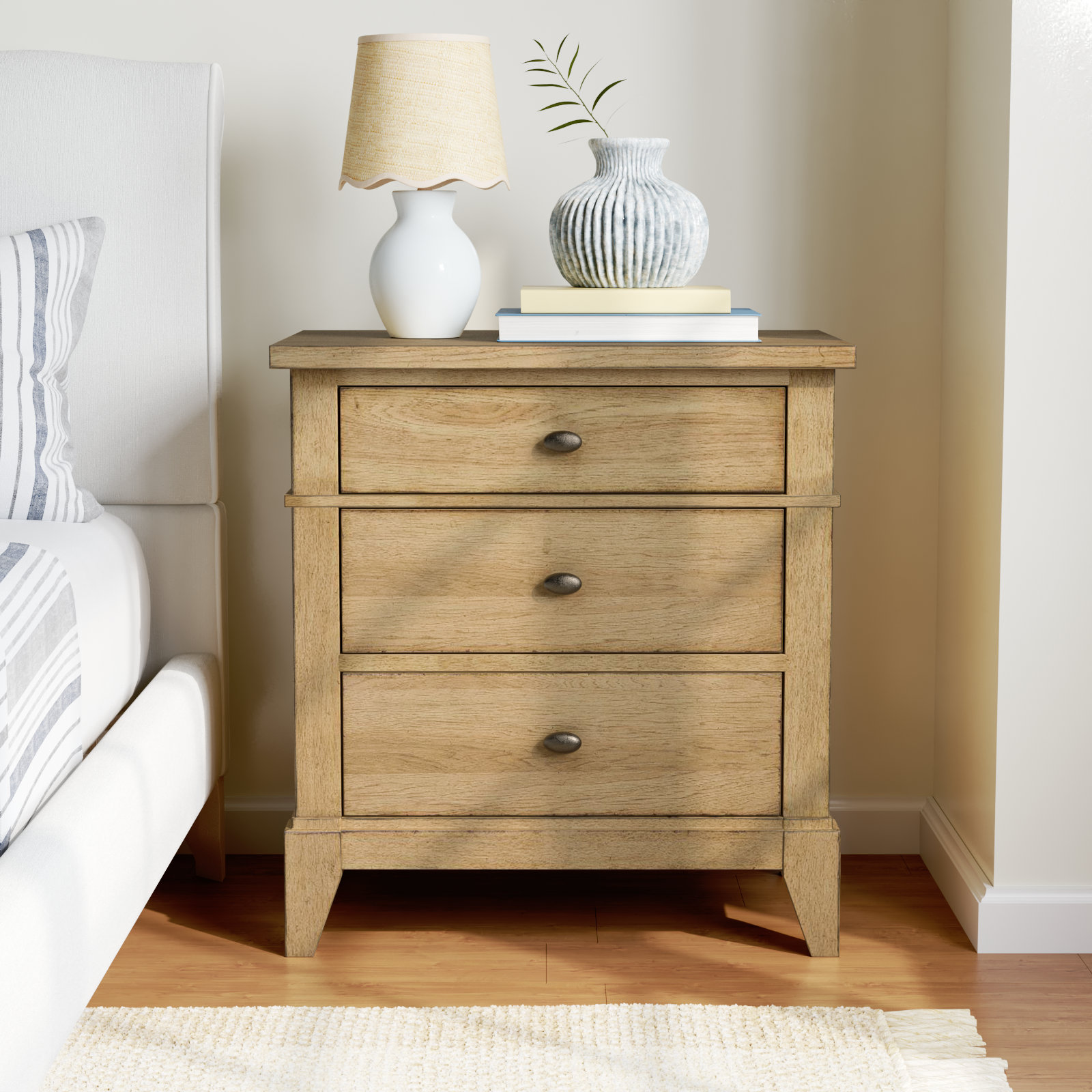 Mya 3 - Drawer Nightstand, Tan