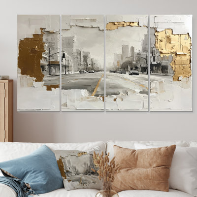 Ensemble de salon Los Angeles In Gold and Grey II - Los Angeles Wall Art