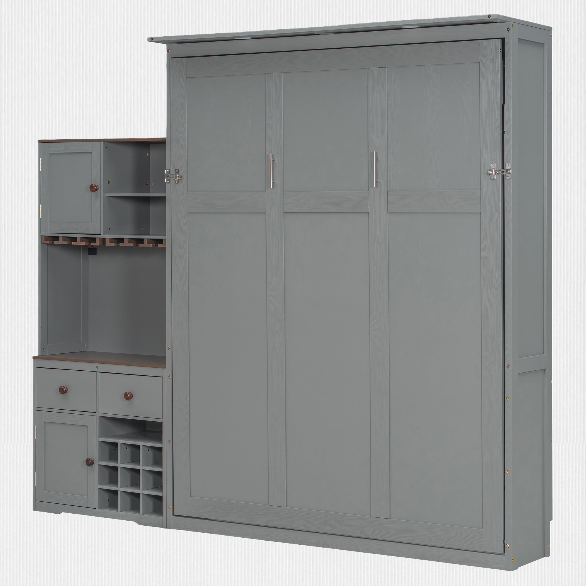 Latitude Run® Queen Size Murphy Bed with Sideboard & Multi-Color LED ...