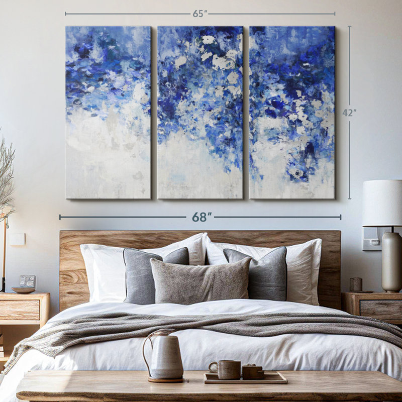 "Indigo Charmed" sur toile, H 42 po x l 65 po x P 1,25 po