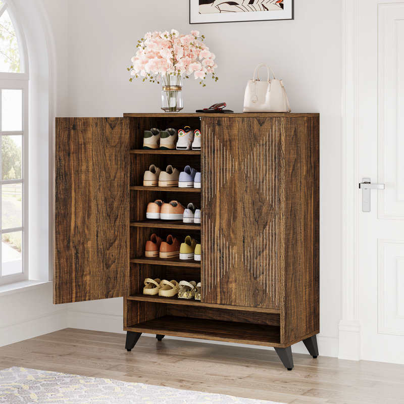 Armoire de rangement pour chaussures 24 paires avec tablettes réglables, Rustic Brown