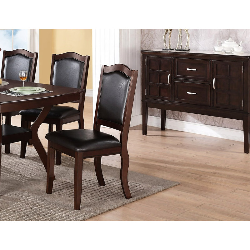 Mobilier de salle à manger de finition moderne, 7 pièces avec table en bois massif et 6 chaises rembourrées pour les meubles de maison, côté siège rectangulaire