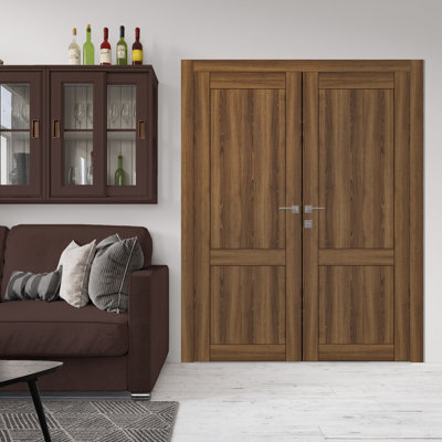 Shaker 2 Panel Solid + Manufactured Wood Paneled without Installation Hardware Kit Prehung Door