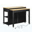 Îlot de cuisine de 47 po avec table de salle à manger extensible, table de cuisine en placage de bois d'hévéa avec support de rangement interne, prise de courant, îlot de cuisine avec rangement 2 tiroirs et 2 armoires, noir-1451936714