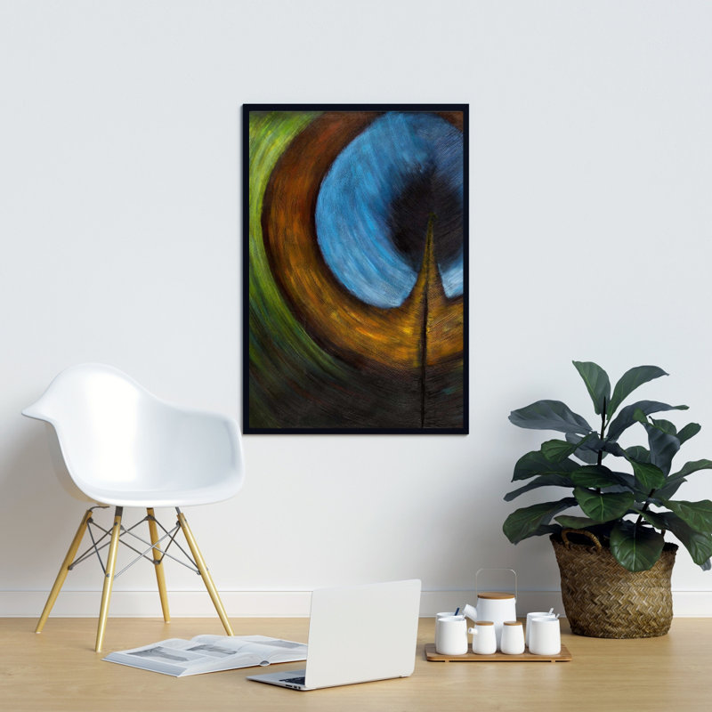 " Peacock Feather Center ", 36" H x 24" W